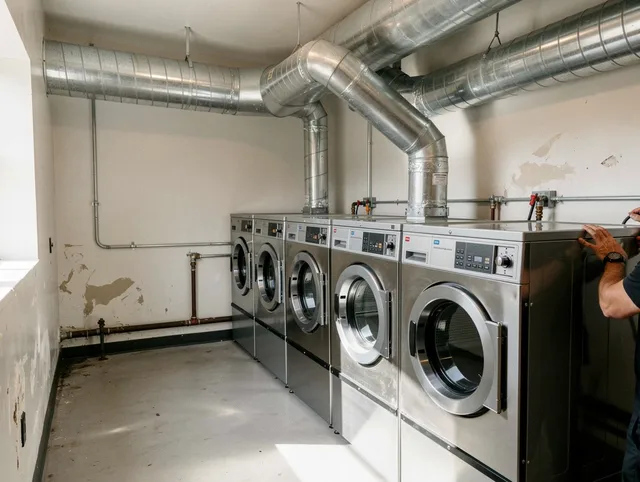 Longmeadow Dryer Vent Cleaning team performing large-scale commercial dryer vent cleaning in Longmeadow