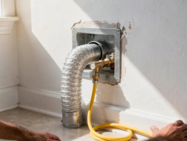 Longmeadow Dryer Vent Cleaning certified technician performing specialized gas dryer vent cleaning in Longmeadow